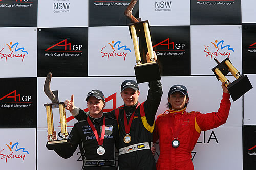 Het podium na de hoofdrace