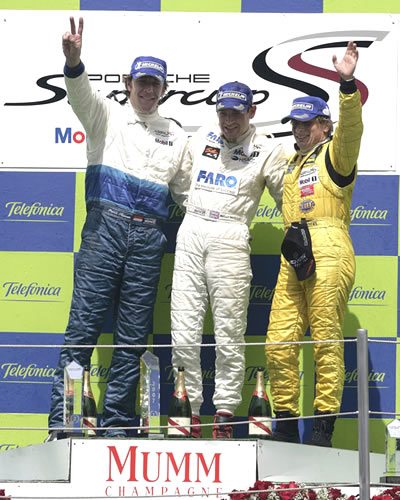 Patrick Huisman op het podium in Barcelona