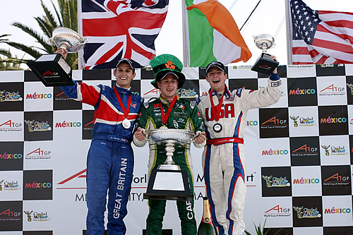 Podium na de A1GP hoofdrace in Mexico