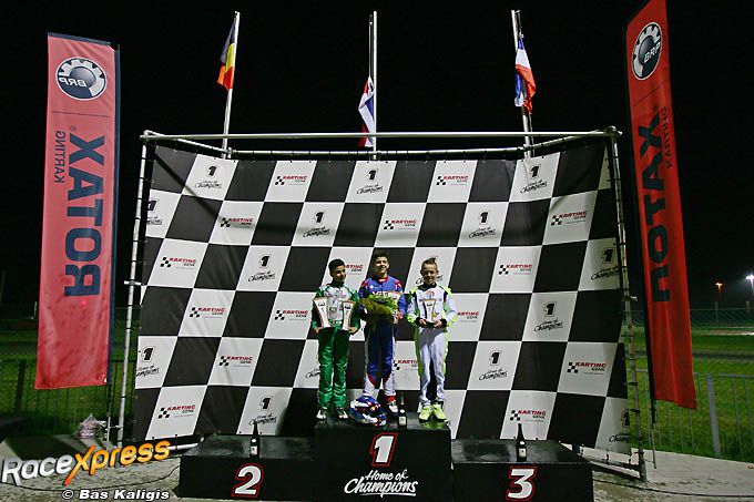 Rotax Max junioren met winnaar Glenn van Berlo