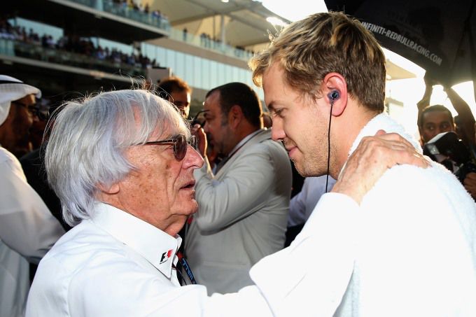 Bernie Ecclestone en Sebastian Vettel