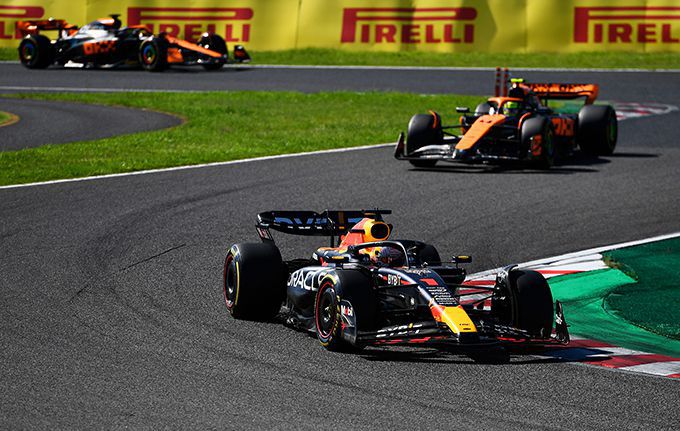 max Verstappen voor Lando Norris