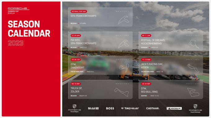 Porsche Carrera Cup Benelux kalender 2023