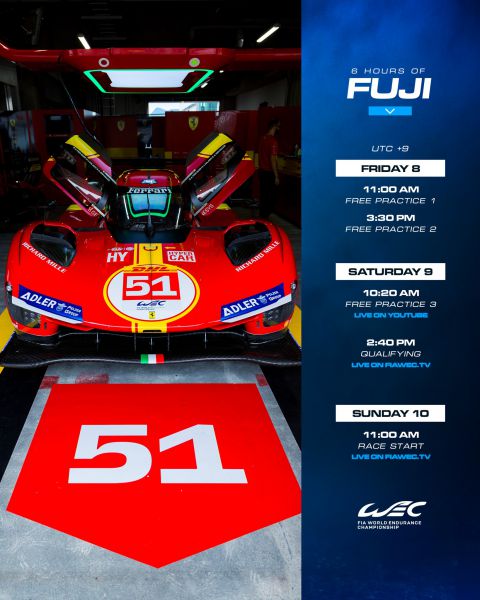 Tijdschema 6 Hours Fuji i.c.m. Ferrari
