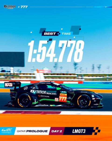Qatar WEC Prologue - 2e dag Aston Martin D station snelste tijd GT3