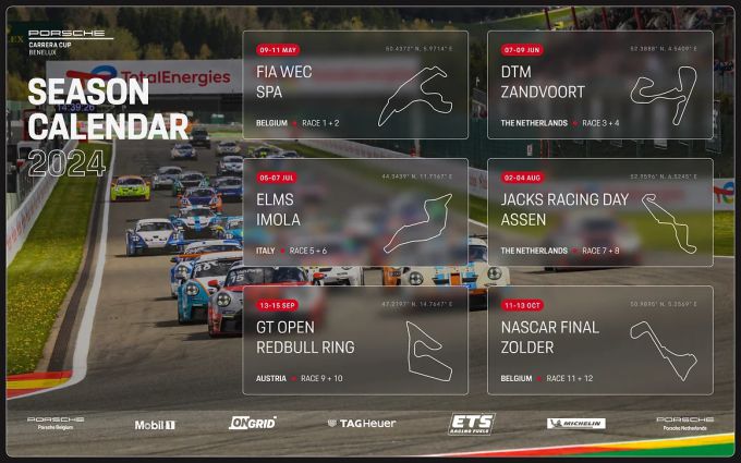 Porsche Carrera Cup Benelux kalender 2024