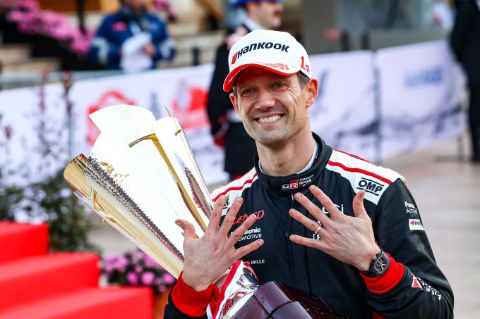 Felicitatie Akio Toyoda Toyota 1-2 overwinning Rally Monte Carlo 2025 Foto 4 Sebastien Ogier tien keer de Monte gewonnen