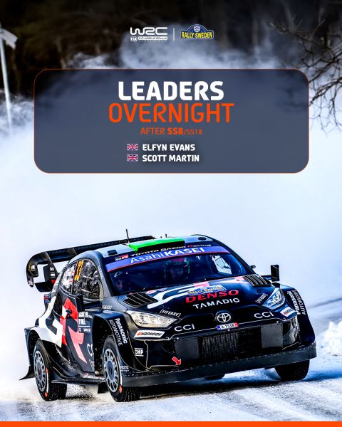 Rally Sweden 2025 Evans leader overnight