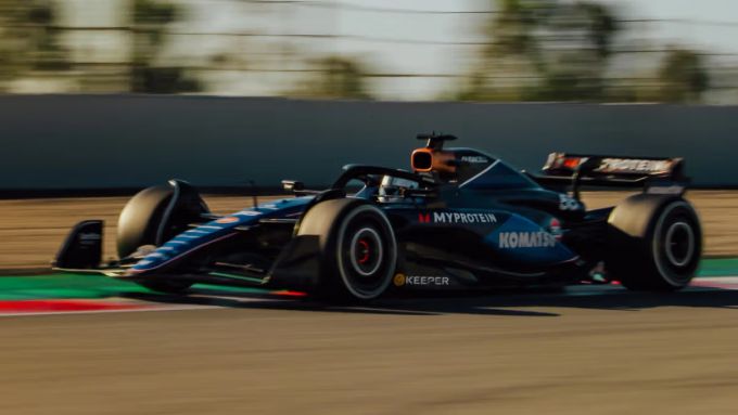 Carlos Sainz F1 Williams actie Barcelona