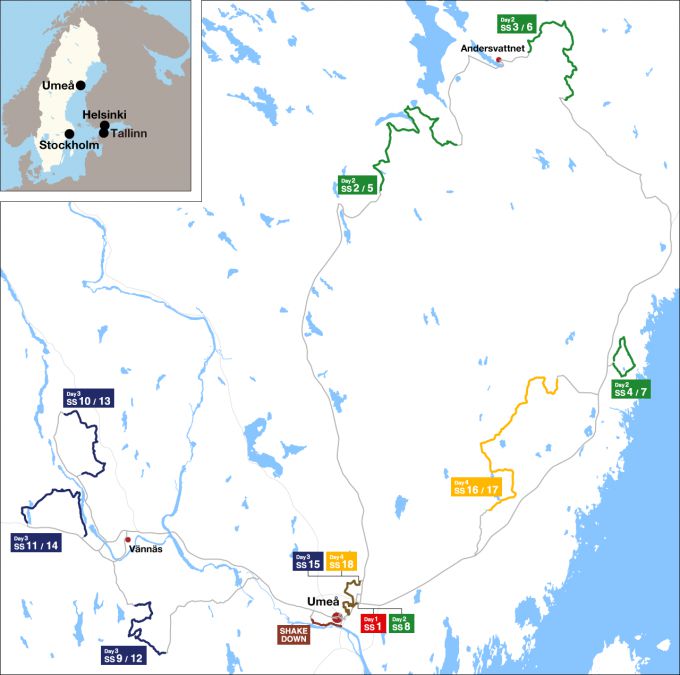 Rally Sweden 2025 landkaart