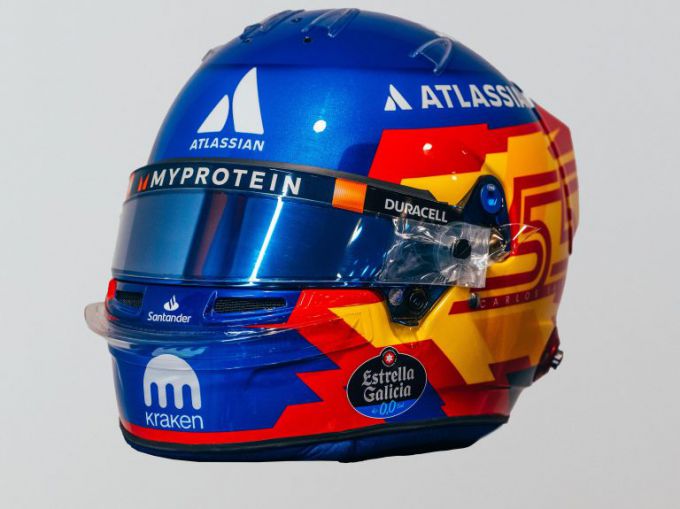 F1 new helmetdesign Carlos Sainz F1 2025 Atlassian Williams Racing