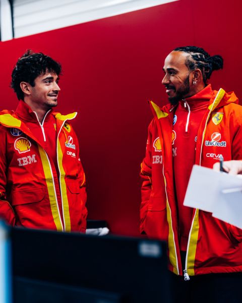 Charles Leclerc en Lewis Hamilton F1 Ferrari 2025