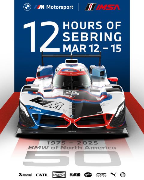 12H Sebring livery BMW M Team RLL Hybrid V8 herdenkt 50 jaar BMW Noord-Amerika Foto 12