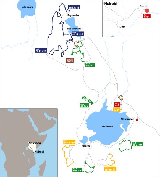 FIA WRC Safari Rally Kenia 2025 landkaart