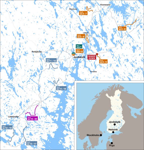 FIA World Rally Championship 2025 Rally Finland Toyota Gazoo Racing World Rally Team Foto 6 landkaart Finland