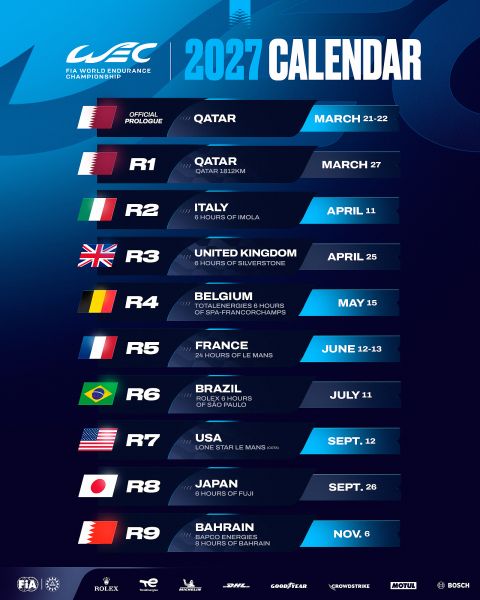 FIA WEC calendar 2027