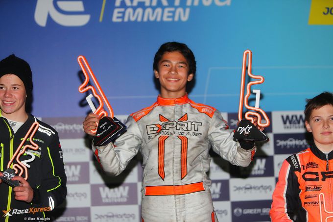 Goede leercurve Niki Naruhito Thomasse wordt beloond met dagzege in NXT GP Emmen in zowel Junior Rotax als algemeen klassement!